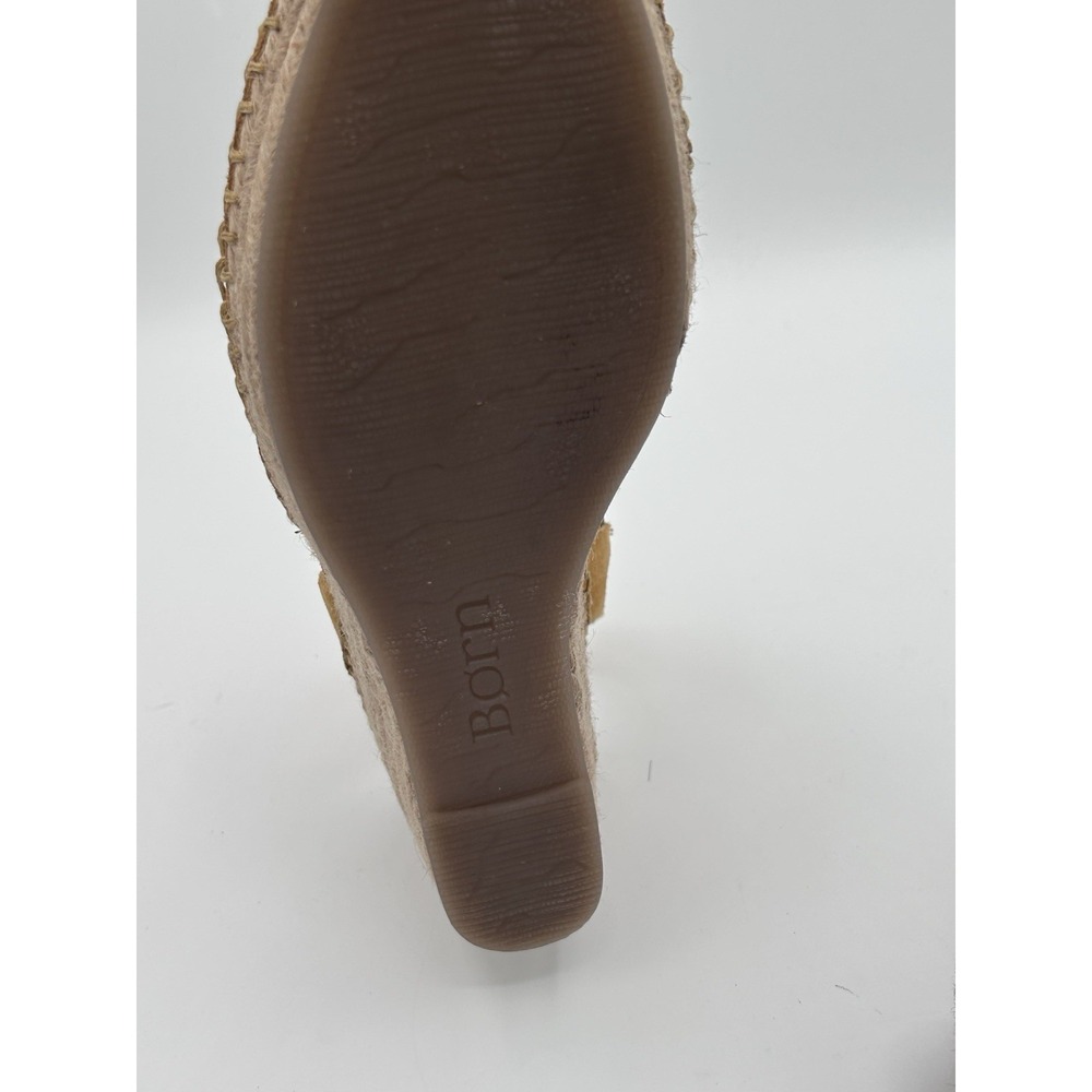 Born Women's Meade Sandle Sz 8 Wedge Platform Espadrille Mustard Suede Slingback - Picture 9 of 12